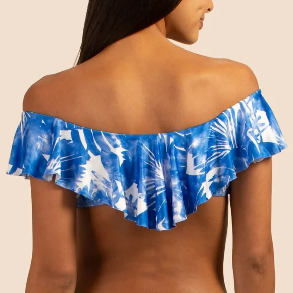 TRINA TURK Basque Off The Shoulder Ruffle Bikini Top ~ NEW - Picture 2 of 10